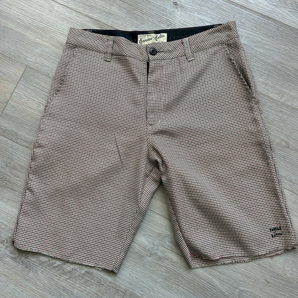 VTG Kanvas By Katin‎ Shorts Men's 31 Black & White Houndstooth Logo Performance